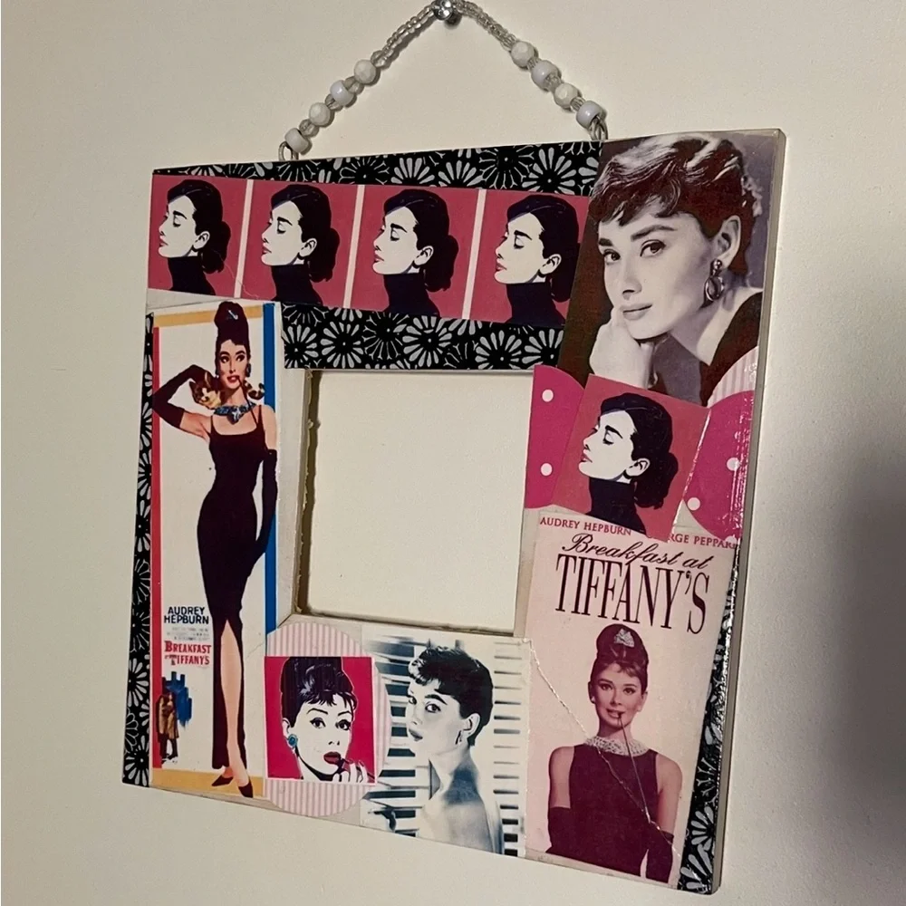 AUDREY HEPBURN Breakfast at Tiffany’s Kitschy Decoupage Frame Artisan Crafted